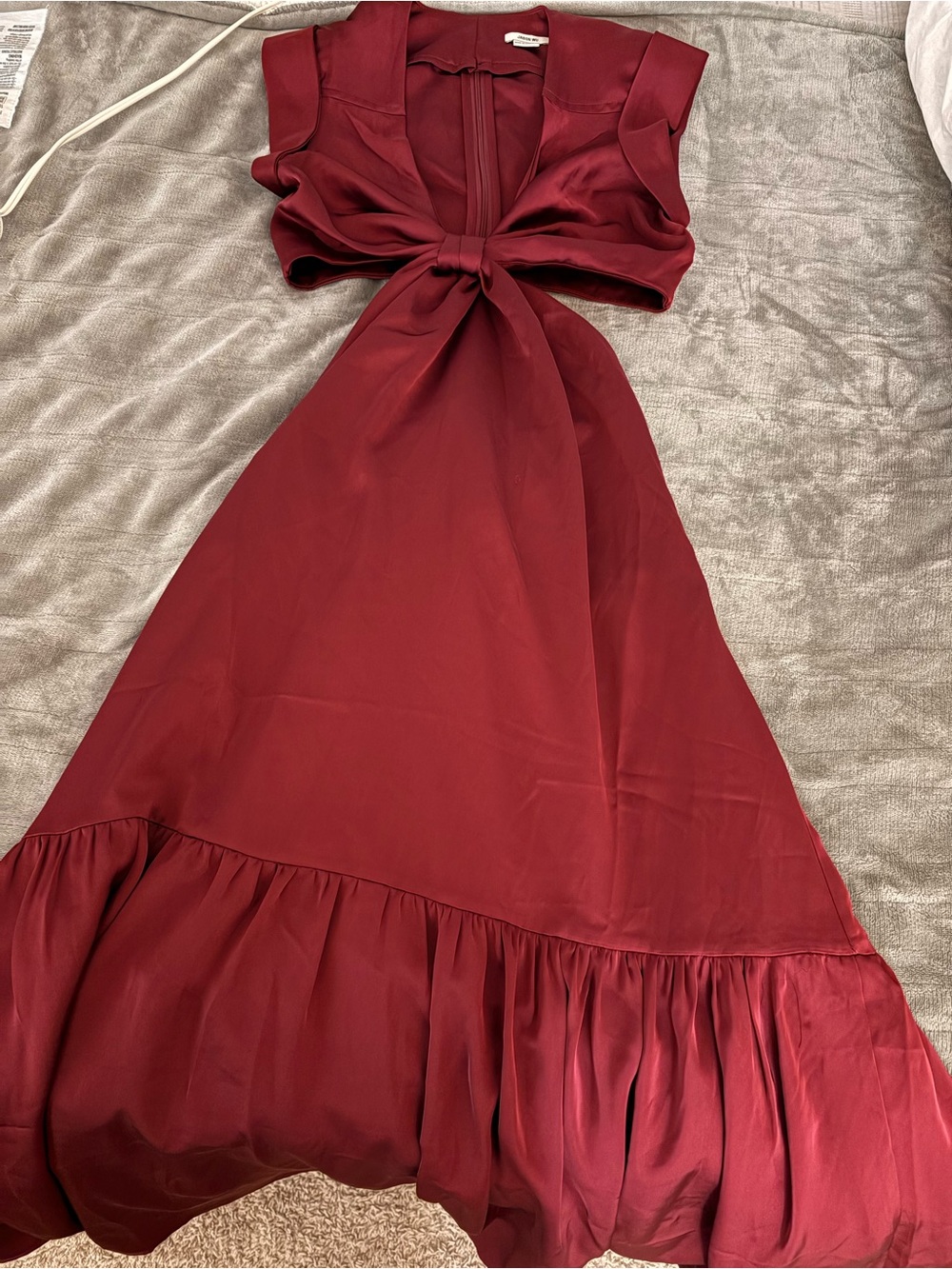 Jason Wu Burgundy Tie-Front Maxi Dress